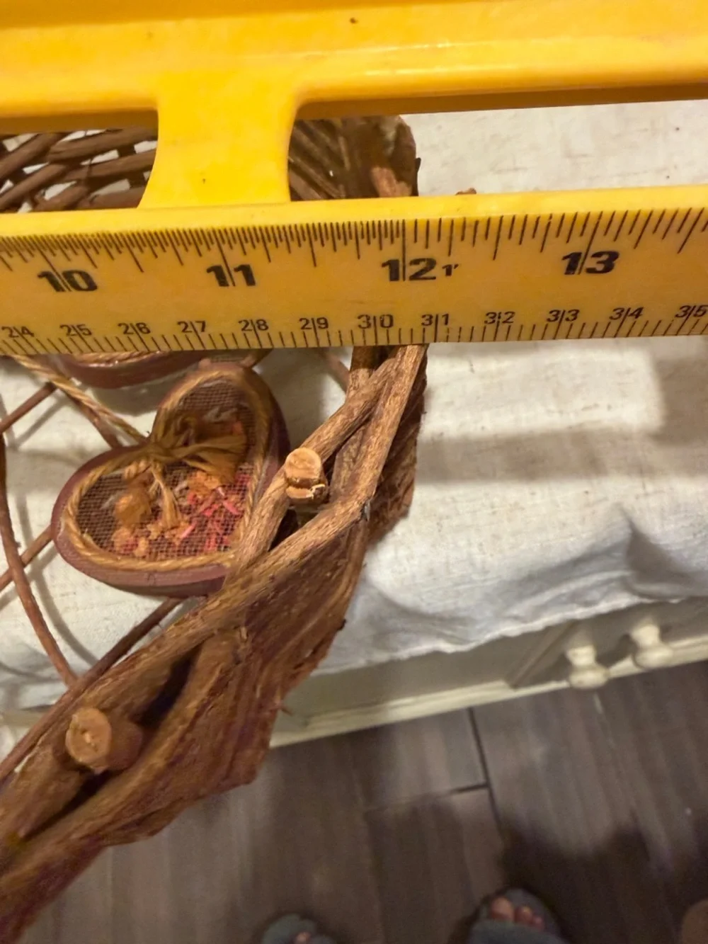 Woven Heart Wall Basket with Hanging Hearts grandmacore grannycore heart shelf